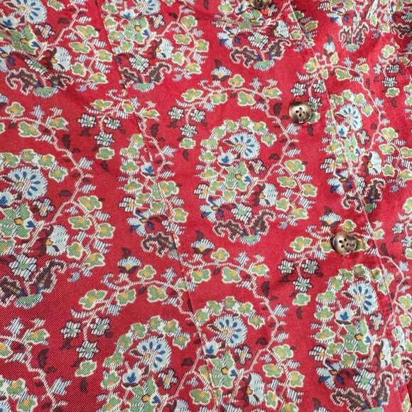 VTG Liz Claiborne Tops Womens Small Red Long Sleeve Button Down Paisley Cotton - Picture 6 of 10